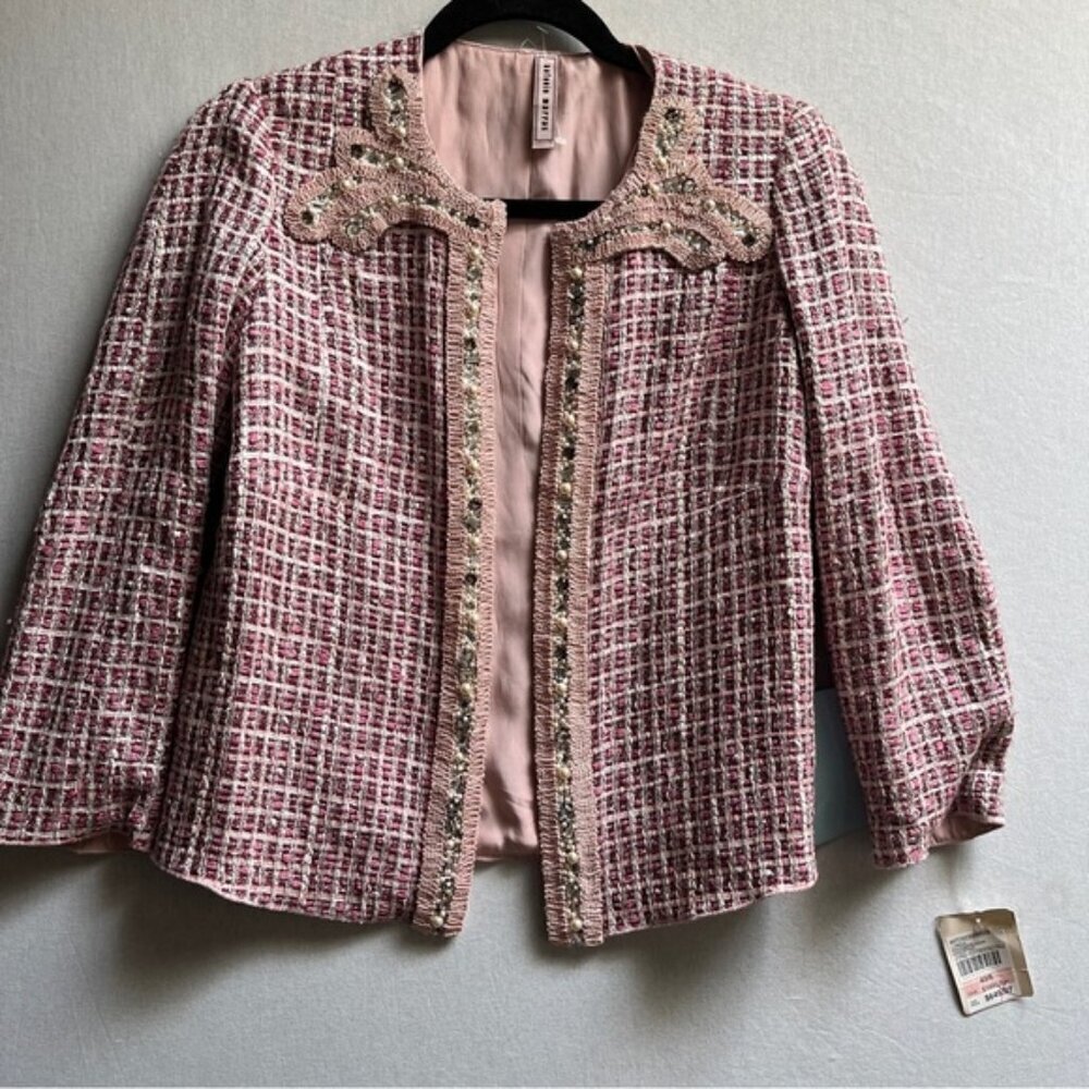 Antonio Marras Tweed Pearls Embellished Blazer Jacket 40